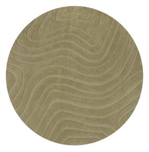 Covor kaki țesut manual rotund din lână ø 160 cm Mesmerise Sage – Flair Rugs