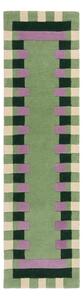 Covor tip traversă verde/mov țesut manual din lână 60x230 cm Kai Wool Border – Flair Rugs