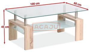 Masuta LISA, transparent/stejar sonoma, sticla securizata/MDF, 100x60x