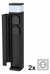 BRILAGI - Lampă de exterior cu 2 prize SCHUKO PILLAR 1xG9/11W/230V IP44 neagră