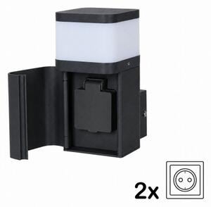 BRILAGI - Lampă de perete pentru exterior cu priză SCHUKO PILLAR 1xG9/11W/230V IP44 neagră