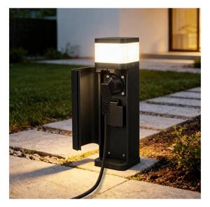 BRILAGI - Lampă de exterior cu 2 prize SCHUKO PILLAR 1xG9/11W/230V IP44 neagră