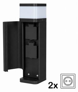 BRILAGI - Lampă de exterior cu 2 prize SCHUKO PILLAR 1xG9/11W/230V IP44 neagră