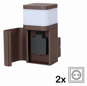 BRILAGI - Lampă de perete pentru exterior cu priză SCHUKO PILLAR 1xG9/11W/230V IP44 maro