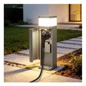 BRILAGI - Lampă de exterior cu 2 prize SCHUKO PILLAR 1xG9/11W/230V IP44 gri
