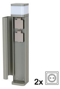 BRILAGI - Lampă de exterior cu 2 prize SCHUKO PILLAR 1xG9/11W/230V IP44 gri