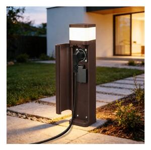 BRILAGI - Lampă de exterior cu 2 prize SCHUKO PILLAR 1xG9/11W/230V IP44 maro