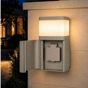 BRILAGI - Lampă de perete pentru exterior cu priză SCHUKO PILLAR 1xG9/11W/230V IP44 gri