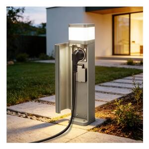 BRILAGI - Lampă de exterior cu 2 prize SCHUKO PILLAR 1xG9/11W/230V IP44 gri