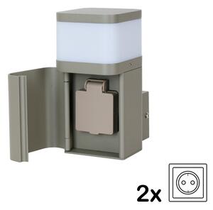 BRILAGI - Lampă de perete pentru exterior cu priză SCHUKO PILLAR 1xG9/11W/230V IP44 gri