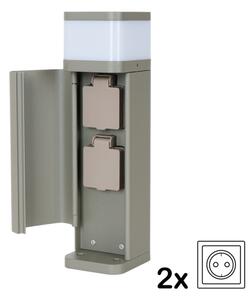BRILAGI - Lampă de exterior cu 2 prize SCHUKO PILLAR 1xG9/11W/230V IP44 gri