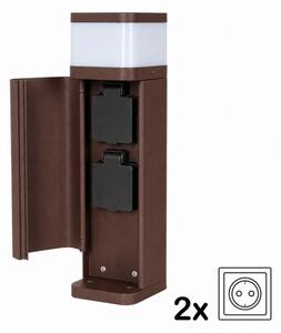 BRILAGI - Lampă de exterior cu 2 prize SCHUKO PILLAR 1xG9/11W/230V IP44 maro