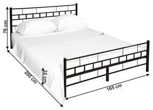 Pat dormitor TAJGI, metal negru, 160x200 cm, cu somiera lamelara fixa