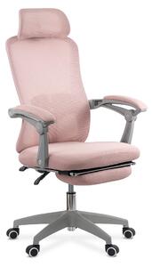 Scaun de birou din mesh cu tetiera si suport picioare OFF 430 roz