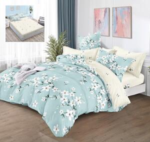 (1+1 GRATIS) Lenjerie de pat DUBLU (cearsaf cu ELASTIC), model cu 2 FETE, cu 6 PIESE din FINET GROS (cod ST-29)