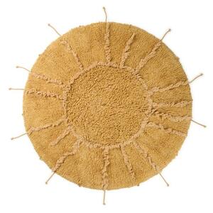 Covor galben muștar lavabil, țesut manual, rotund, din bumbac ø 100 cm Solar Multishape – Lorena Canals