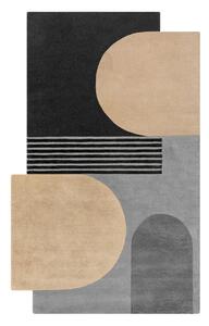 Covor negru/gri țesut manual din lână 120x180 cm Lozenge Monochrome – Flair Rugs