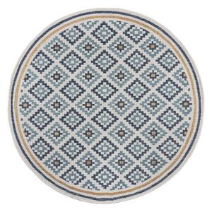 Covor pentru exterior și interior galben/albastru rotund ø 160 cm Zia Trellis – Flair Rugs