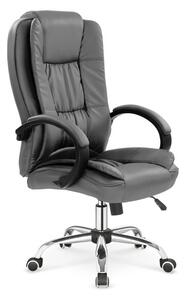 Scaun directorial Relax, sistem de blocare, tapiterie piele, roti cauciucate, baza PP, piele, gri