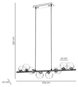 ONLI - Lustră suspendată cu cablu KIMBERLY 8xG9/6W/230V crom lucios