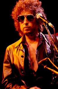 Fotografie Writer composer Bob Dylan at a concert in the early 1980s