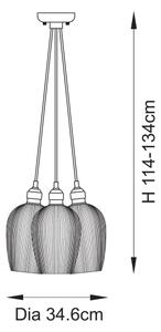 Endon 120656 - Lustră suspendată pe cablu 3xE27/10W/230V alamă