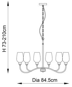 Endon 103315 - Lustră cu lanț, 6xE14/6W/230V, crom lucios