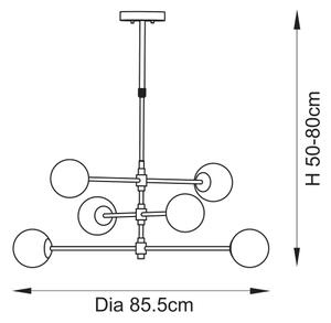 Endon 114039 - Lustru pe tijă 6xG9/3,2W/230V auriu
