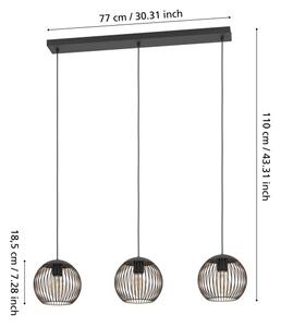 Eglo 901869 - Lustră suspendată pe cablu ALMANZORA, 3xE27/60W/230V, neagră