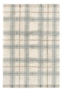 Covor crem-verde salvie lavabil, țesut manual din bumbac 140x190 cm Tartan Blue Sage – Lorena Canals