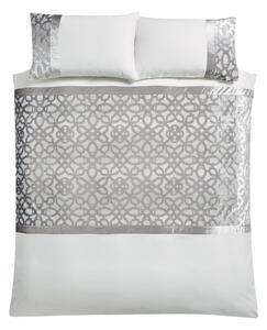 Lenjerie de pat crem-grej din catifea pentru pat dublu, extinsă 230x220 cm Lattice Cut – Catherine Lansfield