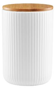 Recipient depozitare cu capac din bambus 850ml, alb, Curly