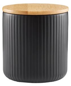 Recipient depozitare cu capac din bambus 600ml, negru, Curly