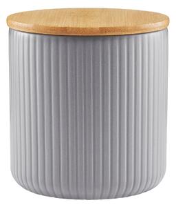 Recipient depozitare cu capac din bambus 600ml, gri, Curly