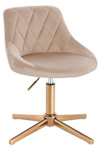 HR1054CROSS Scaun Latte Catifea cu Bază Aurie