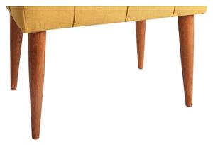 Bancuta NEW COOL, lemn masiv/poliester, stofa galbena, 58x40x45 cm