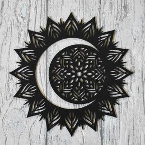 DUBLEZ | Mandala de perete - Soarele si Luna din lemn