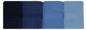 Set 4 prosoape baie Rainbow, 50x90 cm, material bumbac, albastru
