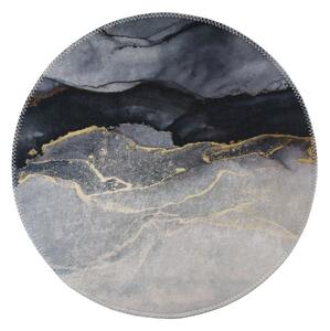 Covor negru-alb lavabil rotund ø 100 cm – Vitaus