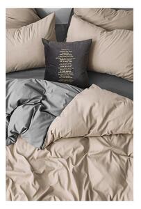 Lenjerie de pat gri/bej din bumbac ranforcé pentru pat dublu/extins cu cearceaf inclus/cu 4 piese 200x220 cm – Mila Home