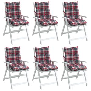 Perne scaun cu spătar mic, 6 buc., roșu carouri, textil oxford