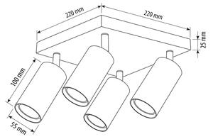 Brilagi - Spot LED RGBW dimmabil SELE SQUARE 4xGU10/6,5W/230V alb/stejar