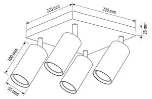 Brilagi - Spot SELE SQUARE 4xGU10/30W/230V alb/decor stejar