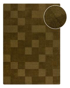 Covor kaki țesut manual din lână 120x170 cm Checkerboard – Flair Rugs