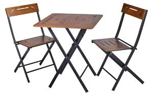 Set masa si scaune 379VLV1503, metal, nuc/negru, 60x73x60 cm