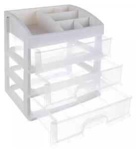 Organizator cosmetice, 3 sertare, 6 compartimente, plastic, 27x23,5x17 cm