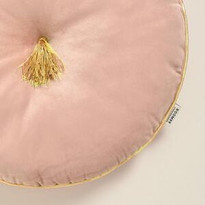 Pernă decorativă rotundă din catifea roz deschis