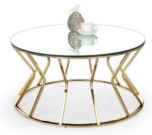 Măsuță de cafea Houston 1502Auriu, 5cm, Sticlă călită, Rotund