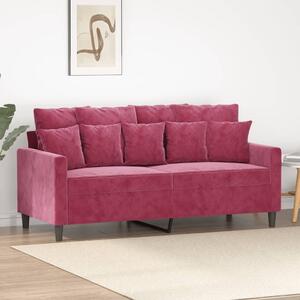 Canapea cu 2 locuri, roșu vin, 140 cm, catifea