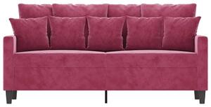 Canapea cu 2 locuri, roșu vin, 140 cm, catifea
